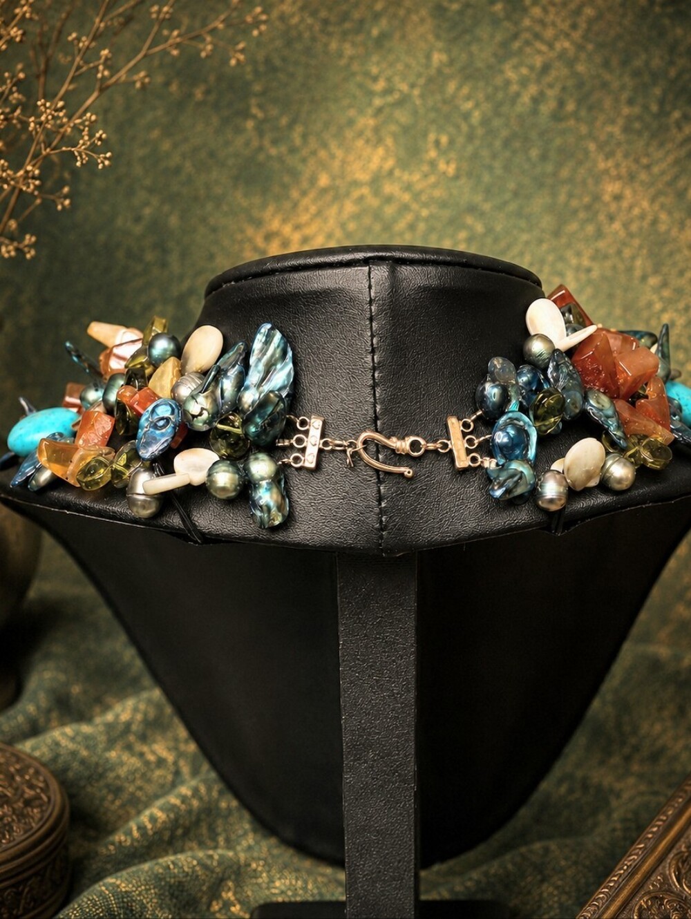 🌟 Native American-inspired Multi-Gemstone Statement Necklace - Heavy - Picture 5 of 6